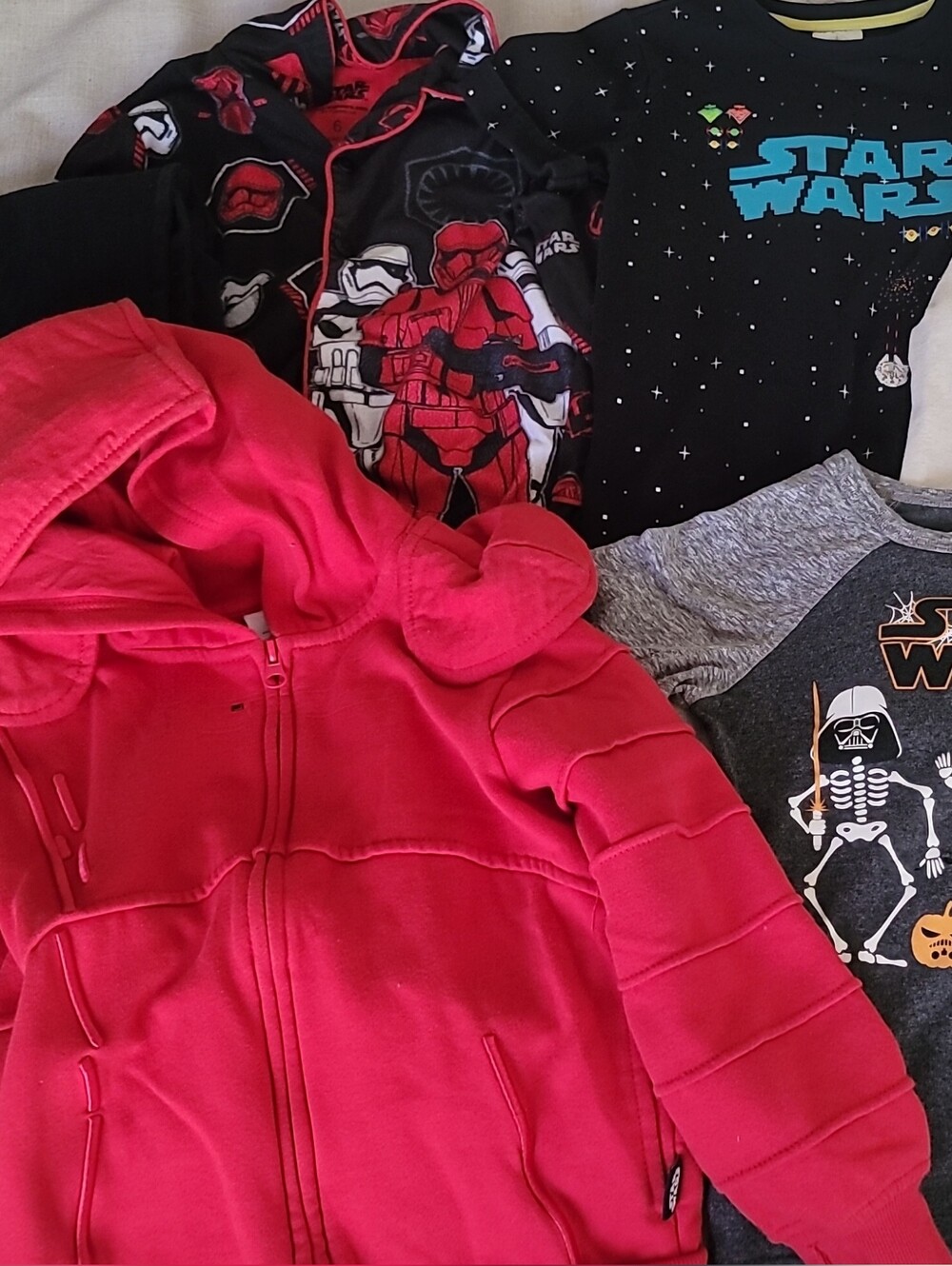 Star Wars Bundle: Shirts, Pajama Set & Elite Praetorian Guard Hoodie, All Sz 5-6